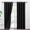 PONY DANCE Tende Oscuranti per Interni e Camera da Letto Moderna Tende Cameretta Bambini Termiche Isolanti con Anelli Curtains Soggiorno 2 Pezzi 140x260 CM, Nero