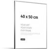 JUNOMI® Cornice portafoto 40 x 50 cm, alluminio argento opaco elegante - profilo slim, vetro acrilico antiurto, appendiatura orizzontale e verticale
