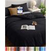 Utopia Bedding Copripiumino Una Piazza e Mezza - Microfibra Copripiumino 200x200cm + Federe 50x75cm - Nero
