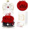 GUHAOOL Rosa Stabilizzata Vera in Angelo Cupola - Regalo per Donne, San Valentino, Festa della Mamma, Compleanno - Fiore Eterno