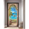 FLFK 3D Arco con balcone sul mare Autoadesiva Adesivo per porta 77x200cm(Set di 2 fogli)-Murale Foto Adesivo da parete decalcomania Salotto Camera da letto arredamento