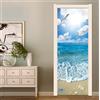 FLFK 3D Spiaggia del sole sull'oceano Adesivi per porte Stacca e attacca 85x215cm(Set di 2 fogli)- Carta da parati autoadesiva per pareti e porte poster per la camera da letto