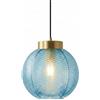 LFsem Lampada a Sospensione Vintage,Sfere in Vetro con Venature Fogliari, Metallo Oro E27 Lampadario Sospeso da Soffitto per Camera da letto, Sala da pranzo, Loft e Ristoranti (Blu, 20cm)