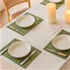 Home Brilliant Set di 6 tovagliette verdi per tavolo, facili da pulire, in tessuto, per cucina, sala da pranzo, vacanze, feste, decorazioni primaverili, 33 x 48 cm, verde