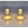 Spetebo Mini lampada da tavolo a LED, luce bianca calda, effetto cristallo, dritta, 12 cm, piccola moderna lampada da tavolo alimentata a batteria, luce decorativa, effetto diamante, senza fili