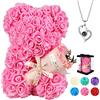 POHOMEGK Regali di San Valentino per Lei,Regali per Donne Orso on Rose,Compleanno Orso Fiore Rosa per Fidanzata,Regali di San Valentino per Donna,Regali d'Amore romantici Carini (Pink)