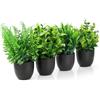 TXXATX 4 Pezzi Piantine Finte Decorative con Vasetto Piantina Finta Decorativa Piante Finte da Interno con Vaso Nero per Casa Ufficio Tavolo Stanza Balcone Bagno