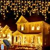 GHONLZIN Solari Luci da Esterno,10M 336 LEDs Luci di Natale a Forma di Ghiacciolo