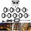 QACA Faretti LED illuminanti, da incasso per esterni IP67, in acciaio inox, colore: nero, per terrazzo, legno, soffitto 0,6 W, DC12 V, luce spot LED lampada esterna [ (bianco caldo, 10 kit)