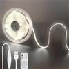 Clearhill Fita LED COB USB 5V con Telecomando Dimmerabile, 5M, Bianco Freddo 6500K, 8mm, 320 LED/m, IP20, Cavo USB 1.5M, Decorazioni Casa