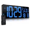 KRSTIR - Orologio da parete digitale grande con telecomando, display LED grande da 43,7 cm, timer conto alla rovescia e in avanti, luminosità regolabile, sveglia con giorno/data/temperatura per casa