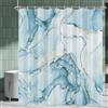 Lerores Tenda da Doccia 180x200 cm Azzurro Marmo, Fondo Pesante Antimuffa, Impermeabile, Lavabile in Poliestere Tende da Bagno con 12 Occhielli e Anelli per Doccia per Bagno, Vasca da Bagno