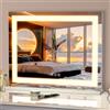 FENCHILIN Specchio da trucco con illuminazione, Bluetooth Hollywood con USB, specchio di cristallo crushed con illuminazione, 3 temperature di colore, in vetro temperato, 58 x 46 cm, bianco