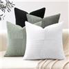Sungeek Set di 4 Federe Cuscini 55x55 in Morbido Velluto a Coste, Fodere per Cuscini Decorativi con Motivo a Strisce e Patchwork Croce Copricuscini Cuscino per Divano Letto Soggiorno, Nero Bianco
