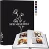 Lanpn Album Fotografico Scrapbooking, Our Memories Piccolo Lino DIY Scrapbook 100 pagine bianche con divisori di cellofan, per foto 9x13 10x15 13x18 cm (Nero, 19x27cm)