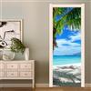 FLFK 3D Spiaggia Mare Adesivi per porte Stacca e attacca 85x215cm(Set di 2 fogli)- Carta da parati autoadesiva per pareti e porte poster per la camera da letto