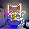 RuCvixkt Cat Ramen Ramen Gatto Segno al neon per la decorazione della parete, Lucky Ramen Fortune Gatto Noodle Dimmable Led Segni giapponesi Maneki Neko Segni, Resturant Girls Room Art Decor