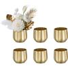 NUPTIO Vaso Fiori Centrotavola Oro: 6 Pezzi 10cm Metallo Coste Vasi Decorativo per Natale Matrimonio Centro Tavola Moderno - Piccoli Vasi Dorati Piante Interno Esterno Davanzale