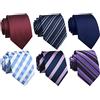 Rosiika Rossika - Confezione da 4 o 6 cravatte da uomo, classiche, a quadri, in tessuto jacquard, Blu navy, vino, viola, rosa navy, azzurro e grigio scuro, Taglia unica
