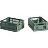 Hay - Set di 2 cestini Colour Crate - Verde - Polipropilene riciclato - Designer Hay Studio