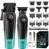 VGR 196 & 996 Tagliacapelli Uomo Professionale Set, Set Macchinetta per Capelli Professionale Senza Fili con Lame in Ceramica, Macchina Tagliacapelli Uomo con 10 Pettine Guida, Spie LED e Pettine