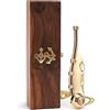 NKlaus 12cm Fischietto da Marinaio in Ottone con Catena in Scatola di Legno 11517