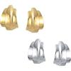 Bling Jewelry Set Di Due Orecchini A Clip Moderni E Geometrici A Forma Di Mezza Luna Con Motivo A Gamberetto Per Donne Con Orecchie Non Forate Placcati In Oro Giallo 14K E Argento