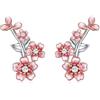 JERWLI Orecchini da donna, in argento Sterling 925, con fiori di ciliegio, orecchini per crawler, regalo per donne, misura unica, Argento sterling, Nessuna pietra preziosa