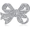 Bling Jewelry Stile Vintage Vittoriano Matrimonio Invernale Vacanze Blu Reale Bianco Scintillante Cristallo Pavé Moda Sposa Grande Spilla Fiocco Filigrana Sciarpa Per Donne Placcato Argento Rosa