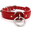 lalatia Girocollo Donna O Ring Choker Collana in Ecopelle (Rosso Argento)