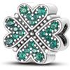 Hapour Ciondoli forma di trifoglio a forma di cuore per bracciale e collana, perline in argento sterling 925 con pietre verdi CZ Gioielli portafortuna fai da te, regali per donne e