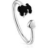 TOUS Anello da donna in argento Sterling con motivo cuore e orso in onice, taglia 14-16, collezione mini colore