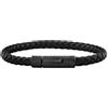 Breil, Collezione Leather Bloom, Bracciale Uomo in Pelle intrecciata, Chiusura Tubolare con Pulsanti in Acciaio Ip Black, Lunghezza Circonferenza 19 cm