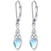 REDSUN Orecchini a goccia in argento Sterling 925 con pietra di luna, turchese e opale per donna, gioielli celtici Leverback, ipoallergenici, eleganti orecchini pendenti, regalo per fidanzata, moglie