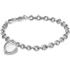 Tuscany Silver Bracciale da Donna in Argento Sterling con Cuore Bombato su Catena Belcher da 19 cm/7.5