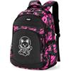 FRONET Zaino Scuola Elementare Bambina Media Ragazza, Zainetto Scolastico per Ragazze 7 8 9 10 11 12 13 14 15 16 anni Borse Zaini Zainetti per Bambini, Ergonomico con Scomparto PC per Scuola e Viaggio Rosso