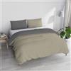 Italian Bed Linen Set Copripiumino 100% Cotone Natural Color, Made in Italy - Parure Copri Piumino - Sacco Piumone 250x200 cm con Doppia Patella e Federe Cuscino, Matrimoniale, Tortora/Grigio Scuro