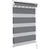 VOUNOT® Tenda a Rullo Doppia Strato Oscurante Giorno e Notte, Catenella Laterale, Bande Trasparenti e Opache, Tenda Interno Zebra Blinds Grigio, 50 x 150 cm