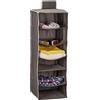 Relaxdays Mensola pensile Organizer da Armadio, a 6 Scomparti, HLP: 96 x 32 x 31 cm, Divisore Interno in Stoffa da Appendere, Grigio, Legno