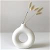 Eastern Rock Vasi in ceramica bianca per erba di pampa, design a goccia d'acqua vaso a ciambella, decorazione moderna per la casa, minimalista, stile bohémien nordico (bianco Mini)