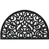 Relaxdays Tappeto di Gomma Semicircolare, 45x75 cm, Antiscivolo, Zerbino Ingresso, Portone, Outdoor, Ornamentale, Nero
