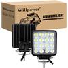 Willpower Faro da Lavoro, Barra LED 10cm 48W Luci da Lavoro a LED Spot Fendinebbia Luce Impermeabile 6000K per per Trattore Auto Veicoli Moto Off Road 4WD SUV ATV UTV Camion