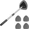CGEAMDY Pulitore per Parabrezza Auto, Pulitore per Vetri Auto con 4 Pastiglie in Microfibra Lavabili E Riutilizzabili, Kit di Pulizia per Tergicristalli con Manico Lungo Ed Estensibile (Grigio)