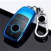 M.JVisun Morbido TPU Custodie per Chiavi Auto Per Mercedes-Benz 2019-2022 Classe A C G 2017-2022 Classe E 2018-2021 Classe S Cover Chiave Guscio Chiavi - Lucido Blu - Metallo Portachiavi