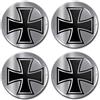 Biomar Labs® 4 x 50mm 3D Adesivi in Silicone per Coprimozzo Cerchione Copricerchi Tappi Ruote Auto Tuning Iron Cross Croce di Ferro Argento A 8650