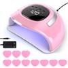 ANGNYA Lampada UV LED per unghie, ANGNYA 162 W, asciugatura rapida con luce UV, con 4 timer e sensore automatico, per smalto gel, gel per unghie delle mani e dei piedi, uso domestico e salone (rosa)