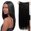 SEGO 58cm Extension Clip Capelli Lunghi Lisci [Nero Naturale] Fascia Unica Sintetica Extensions 120g