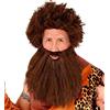 W WIDMANN MILANO Party Fashion 02368 - Parrucca uomo delle caverne con barba, marrone, capelli sintetici, uomo dell'età della pietra, giungla, Neanderthal, festa in maschera, carnevale