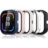 Bigqin Confezione da 5 Custodia Protettiva Compatibile con Amazfit GTS 4 Mini, Custodia Rigida per PC con Proteggi Schermo, Custodia HD con Vetro Temperato - Trasparente Nero Blu Rosa Bianco