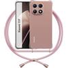 ANFAIRLACE Cover Cordino Compatibile con Xiaomi 15T, Custodia Laccio Trasparente Silicone Morbido Regolabile Antiurto Rinforza Angoli Cuscino d'Aria Chiaro Case, Rose Gold